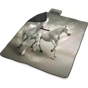 deka Sablio Plážová deka Dva bílí koně: 200x140 cm