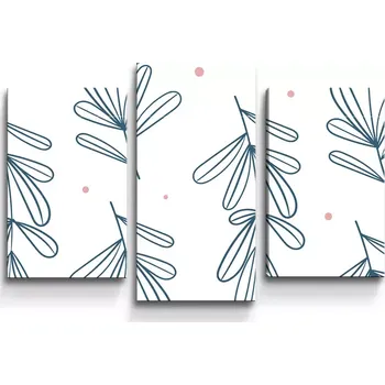 Obraz Sablio Obraz - 3-dílný Modré lístky - 75x50 cm