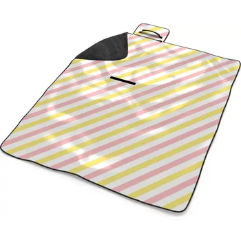 deka Sablio Plážová deka Růžové a žluté pruhy: 200x140 cm