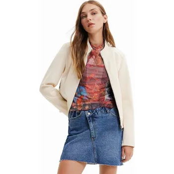 Moto oblečení DESIGUAL ECRU BÍLÁ BUNDA NA ZIP (XS)