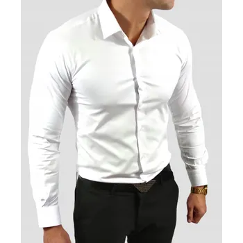 Pánská košile Klasická bílá košile slim fit ESP06 - standard, L