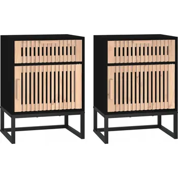 Noční stolek Noční Stolek ve Skandinávském stylu, černý, 40x30x55,5 cm, dřevotříska