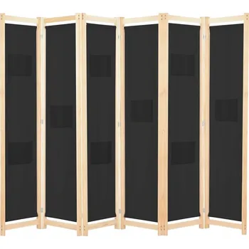 Paraván Paraván stylový, 6dílný, černý, 240x170x4 cm