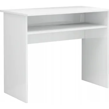 Psací stůl Počítačový stůl s policí, bílý s vysokým leskem, 90x50x74 cm