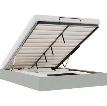 Postel Rám postele s úložným prostorem, otoman, světle šedá, 203 x 140 x 23,5 cm