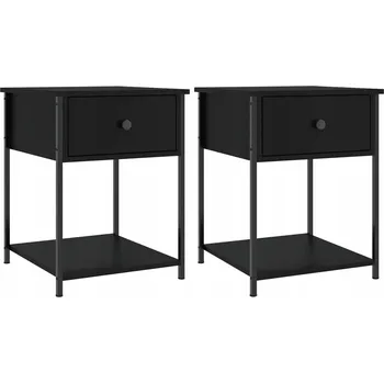 Noční stolek Elegantní noční stolky z dřevěného kompozitu, černé, 44x45x58 cm