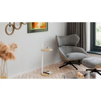 Toaletní stolek Nábytek PEGAS s.r.o. Pomocný stolek Claro kulatý průměr 30 cm - různé barvy na výběr - Dub Artisan, Bílý Mat