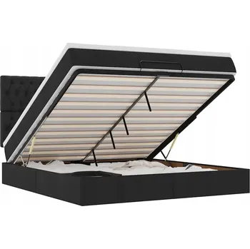 Matrace Otomana s matrací 203x180x118/128 cm černá, matrace 180x200x20 cm, topper