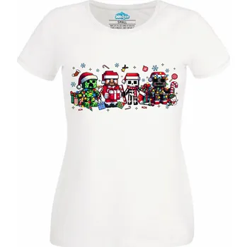 Dámské tričko Dámské tričko Vánoční Minecraft Postavičky (Velikost: M, Barva: Bílá)