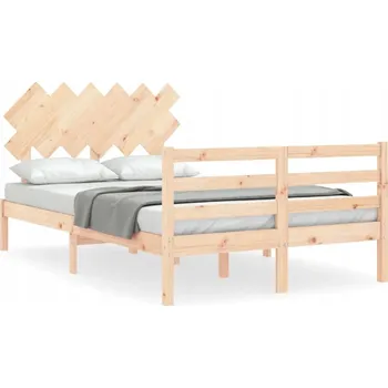 Postel Dřevěná postel z borovicového dřeva 195,5x125,5x81 cm, neošetřená, s čelem