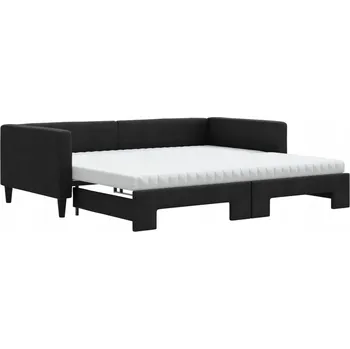 Pohovka Černá pohovka/lehátko 2 v 1 s matracemi, rozměry po složení 223x110x68 cm