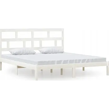 Postel Bílý rám postele z borovicového dřeva 205,5 x 186 x 100 cm