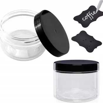 Sklenice 10X SKLENICE 200 ML S ČERNÝM ZAVAŘOVACÍ SKLENIČKA , ETIKETY