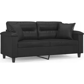 Pohovka Dvojmístná pohovka s ozdobnými polštáři, černá, 170x77x80 cm