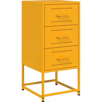 Noční stolek Industriální Noční Stolek z Oceli, Hořčicově Žlutá, 36x39x78 cm