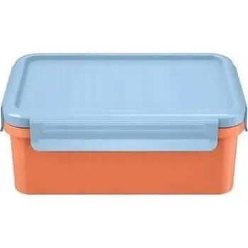 Svačinový box ERNESTO Obědový box na snídani s nádobami - POMERANČ/MODRÝ