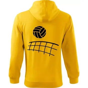 Pánská mikina Volejbalová síť - Mikina s kapucí na zip trendy zipper - XL ( Žlutá )