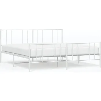 Postel Bílý kovový rám postele 207 x 206 x 90 cm s úložným prostorem