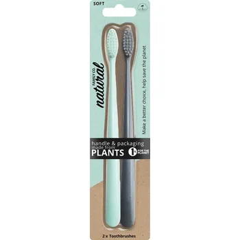 Zubní kartáček Jack n' Jill NFco. Sada zubních kartáčků SOFT - mátový + šedý (2 ks) - z kukuřičného škrobu bez gmo