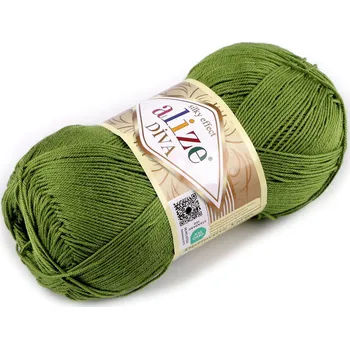 Příze Pletací příze Alize Diva 100 g, střední, 15 (210) zelená