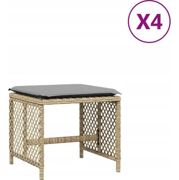 Zahradní lehátko Zahradní stolička s polštáři světle šedá, 41 x 41 x 36 cm, béžová melange