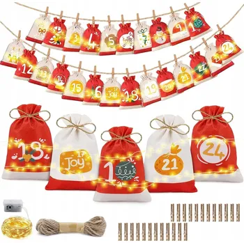 Vánoční dekorace Adventní kalendář Sáčky DIY Sada KOMPLET K Naplnění Vánoční 24