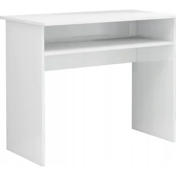 Psací stůl Počítačový stůl s policí, bílý, 90 x 50 x 74 cm, vysoký lesk