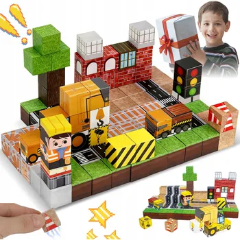 ostatní stavebnice MAGNETICKÉ MONTESSORI STAVEBNICE HRAČKA STAVEBNÍ MAGNETICKÉ BLOKY 100 KS