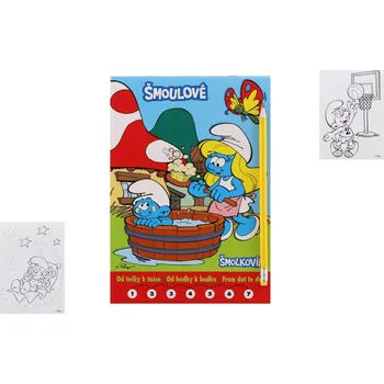 omalovánky Omalovánky Šmoulové od tečky k tečce s tužkou a gumou