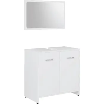 Koupelnový nábytek Koupelnová sada se zrcadlem a skříňkou, bílá, 60x33x61 cm, 60x37 cm