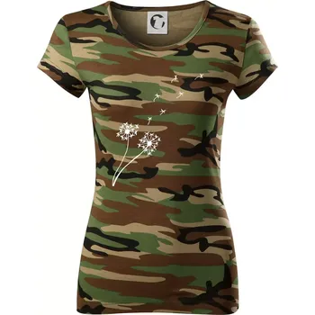 Pampeliška - Dámské maskáčové triko - XL ( Hnědý maskáč )