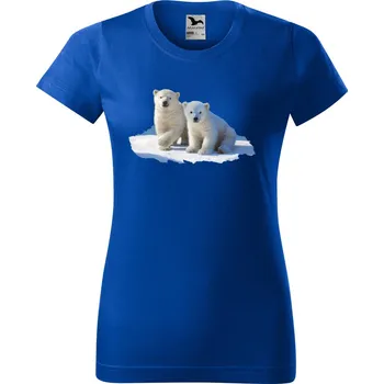Dámské tričko levne-damske-bavlnene-tricko-potisk-ledni-medvedi Velikost dámská trička Basic: XL šířka 56, délka 67, Odstín dámské tričko Basic: Královsky modré