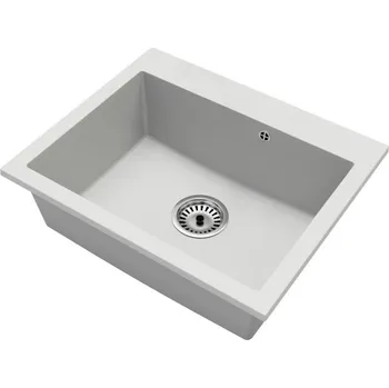 Granitový dřez Granitový dřez ELITE bílý + sifon chrom 53 x 38 x 21cm