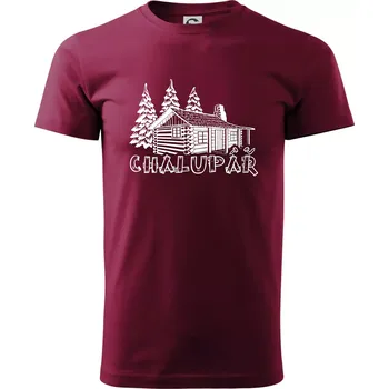 Pánské oblečení Chalupář srub - Klasické pánské triko vyšší gramáže - S ( Garnet )