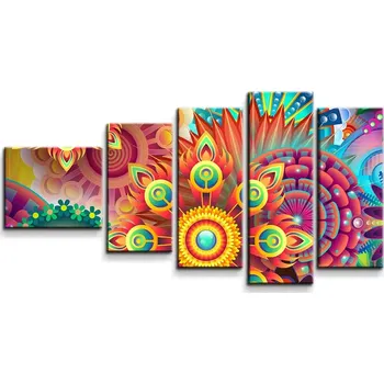Obraz Sablio Obraz - 5-dílný Barevné obrazce - 100x60 cm