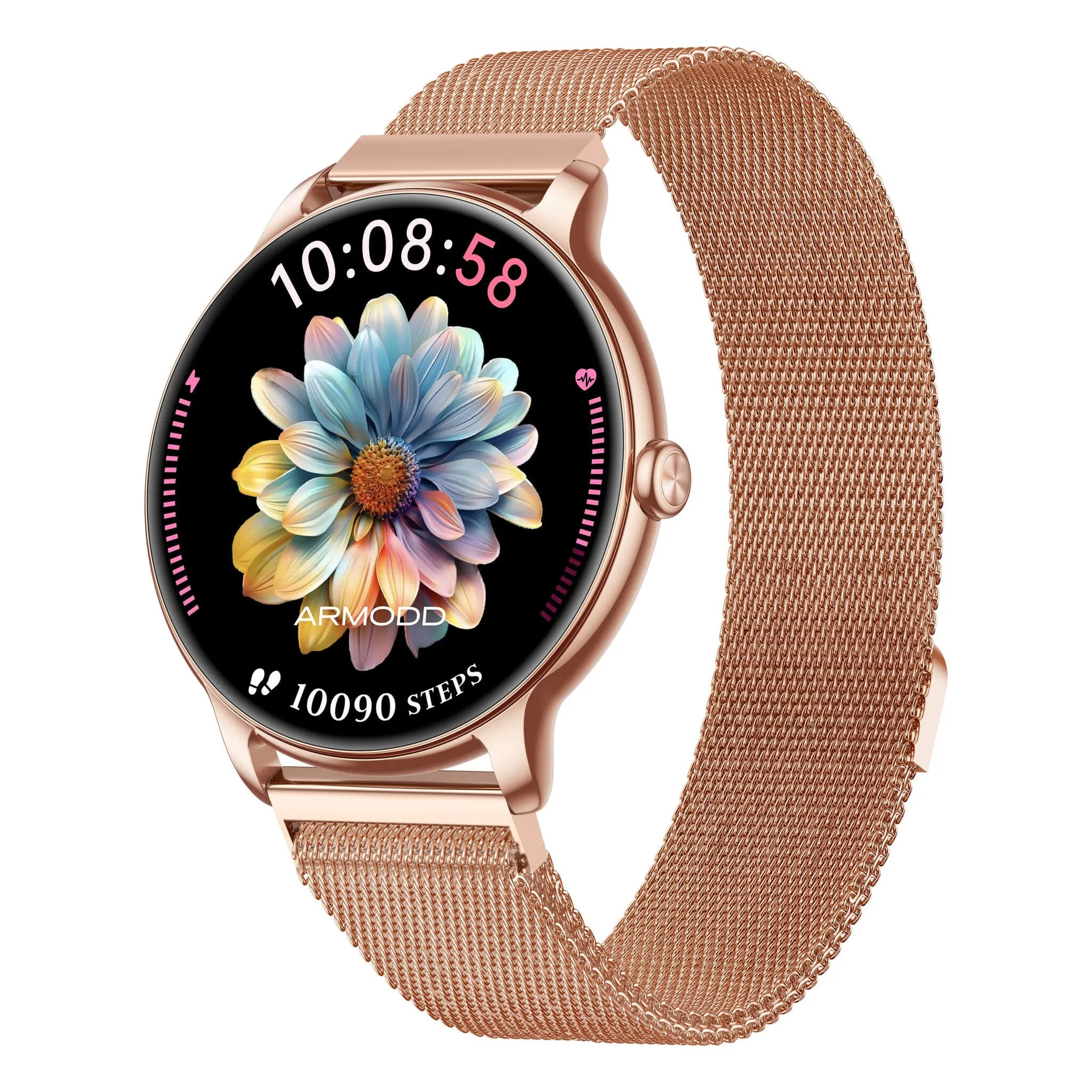 Fotografie 1 - Chytré hodinky Armodd Slim rose gold/rose gold kovový řemínek a silikonový řemínek
