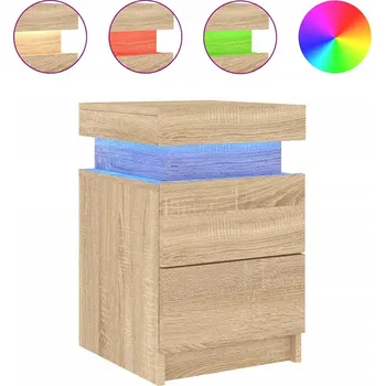 Noční stolek Noční stolek LED RGB s regulací barev, dub sonoma, 35x39x55 cm