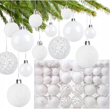 Vánoční dekorace SADA VÁNOČNÍCH BANĚK MIX BÍLÉ VÁNOČNÍ KOULE XXL 100 KS
