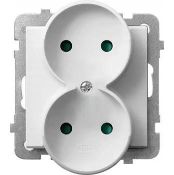 Elektrická zásuvka OSPEL DVOJITÁ ZÁSUVKA 2X2P S CLONKAMI BÍLÁ SONATA GP-2RRP/m/00