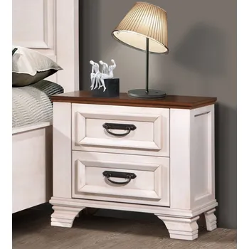 Noční stolek Noční stolek JENNIFER masiv mrazivě bílá a americký ořech