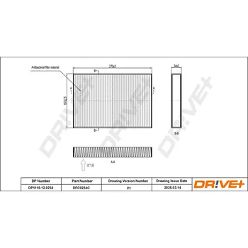 Kabinový filtr Kabinový (pylový) filtr DRIVE+ DP1110.12.0234