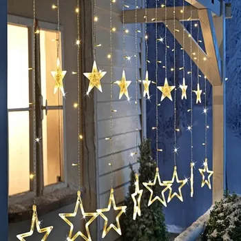 Vánoční dekorace Vánoční světelný závěs 120 LED hvězdy teplá bílá VK26212