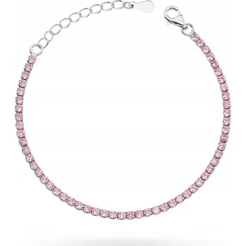 Náramek STŘÍBRNÝ dámský tenisový náramek ryzost 925 s růžovými zirkony