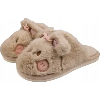 Dámské pantofle Pantofle s králíčí kožešinou 25PA98-9254 béžové, vel. 38/39