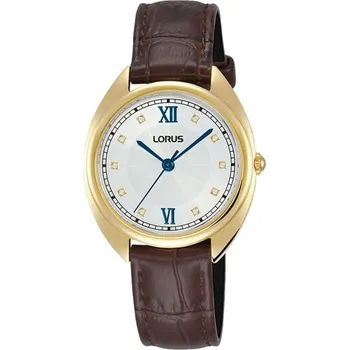 Hodinky Klasické zlaté hodinky Lorus s hnědým řemínkem