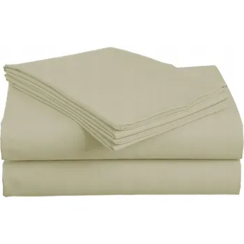 Prostěradlo PROSTĚRADLO BEZ GUMY BAVLNĚNÝ SATÉN 200X220 CM BÉŽOVÉ