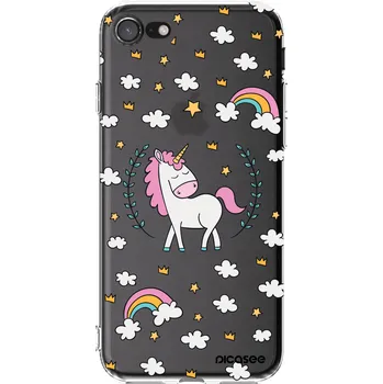 Pouzdro na mobilní telefon Picasee silikonový průhledný obal pro Apple iPhone 8 - Unicorn hvězdné nebe