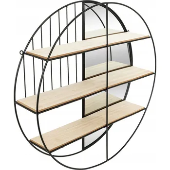 police Kovová nástěnná police se zrcadlem Do obývacího pokoje, ložnice. Na knihy a dekorace