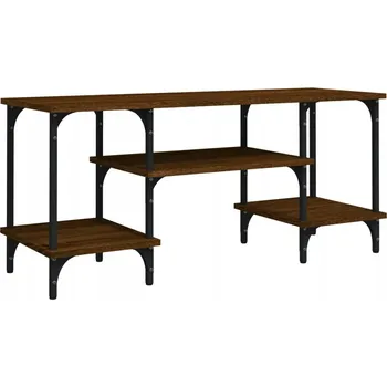 Televizní stolek TV stolek se 3 policemi, kovové nohy, hnědý dub, 102x35x45,5 cm