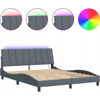 Postel Rám postele s LED podsvícením, tmavě šedá, 218 x 165 x 74,5 cm